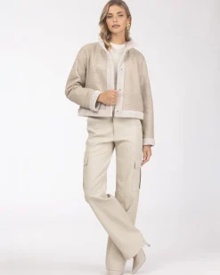 Reversible Textured Shearling Lamb Jacket