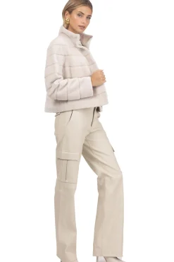 Reversible Textured Shearling Lamb Jacket