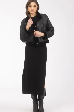 Reversible Textured Shearling Lamb Jacket