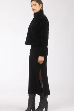 Reversible Textured Shearling Lamb Jacket