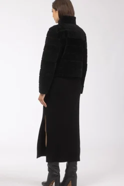 Reversible Textured Shearling Lamb Jacket