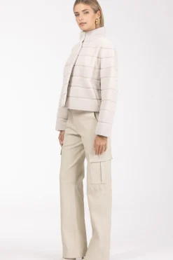 Reversible Textured Shearling Lamb Jacket