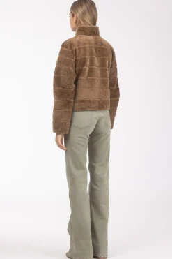Reversible Textured Shearling Lamb Jacket