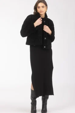 Reversible Textured Shearling Lamb Jacket