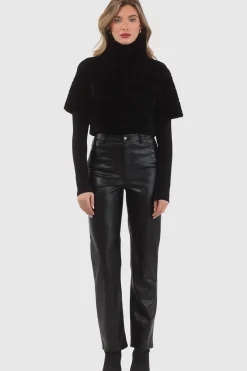 Reversible Textured Shearling Lamb Bolero With Cropped Sleeves