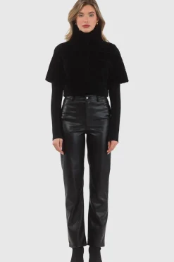 Reversible Textured Shearling Lamb Bolero With Cropped Sleeves