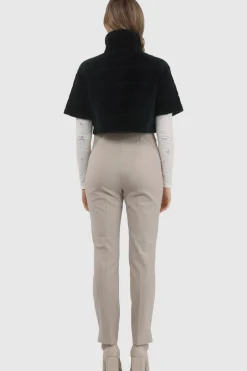 Reversible Textured Shearling Lamb Bolero With Cropped Sleeves