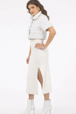 Reversible Textured Shearling Lamb Bolero With Cropped Sleeves