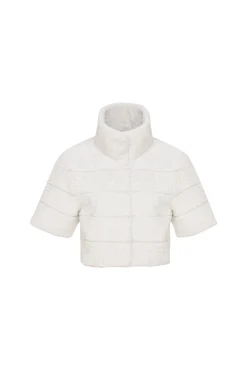 Reversible Textured Shearling Lamb Bolero With Cropped Sleeves