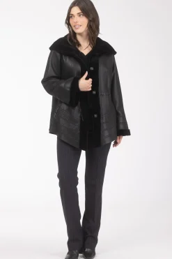 Reversible Textured Shearling Lamb Jacket