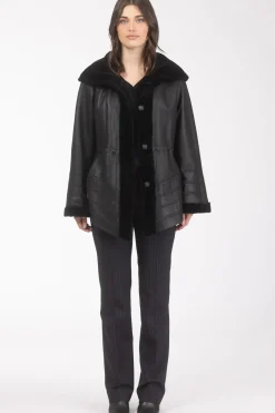 Reversible Textured Shearling Lamb Jacket