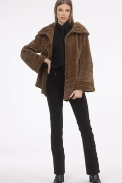 Reversible Textured Shearling Lamb Jacket