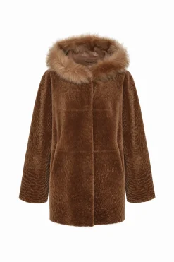 Reversible Textured Shearling Lamb Parka With Merinillo Shearling Lamb Hood Trim