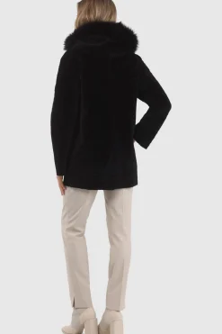 Reversible Textured Shearling Lamb Parka With Merinillo Shearling Lamb Hood Trim