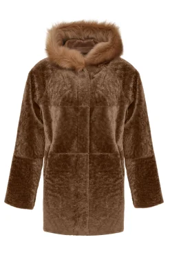 Reversible Textured Shearling Lamb Parka With Merinillo Shearling Lamb Hood Trim