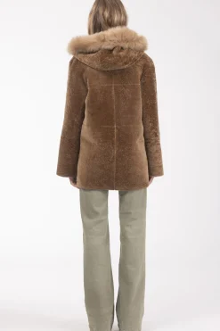 Reversible Textured Shearling Lamb Parka With Merinillo Shearling Lamb Hood Trim