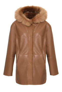 Reversible Textured Shearling Lamb Parka With Merinillo Shearling Lamb Hood Trim