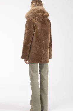 Reversible Textured Shearling Lamb Parka With Merinillo Shearling Lamb Hood Trim