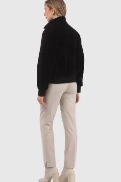 Reversible Textured Shearling Lamb Bomber Jacket