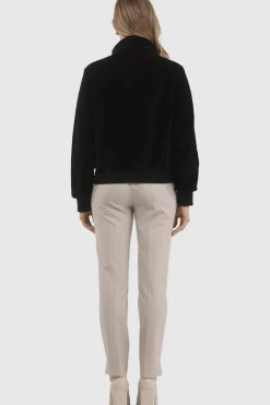 Reversible Textured Shearling Lamb Bomber Jacket