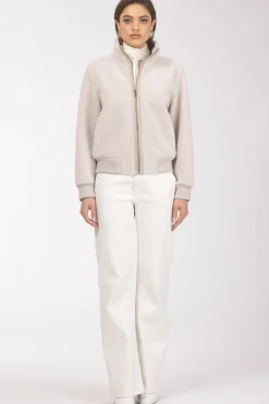 Reversible Textured Shearling Lamb Bomber Jacket