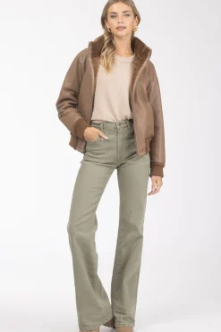 Reversible Textured Shearling Lamb Bomber Jacket