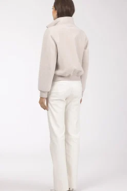 Reversible Textured Shearling Lamb Bomber Jacket