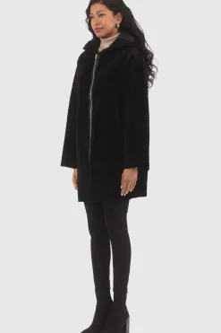 Reversible Textured Shearling Lamb Parka