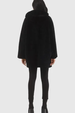 Reversible Textured Shearling Lamb Parka