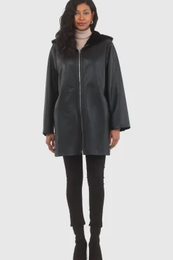 Reversible Textured Shearling Lamb Parka