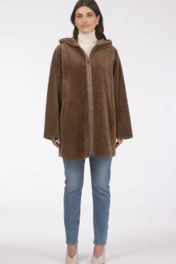 Reversible Textured Shearling Lamb Parka