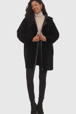 Reversible Textured Shearling Lamb Parka