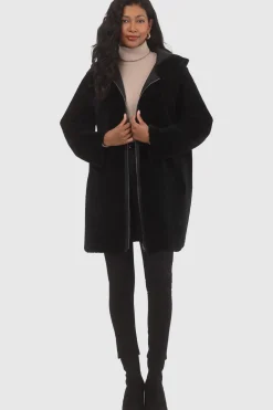 Reversible Textured Shearling Lamb Parka