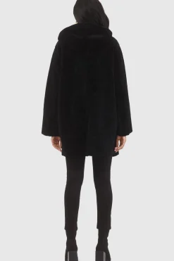 Reversible Textured Shearling Lamb Parka