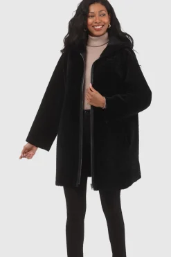 Reversible Textured Shearling Lamb Parka