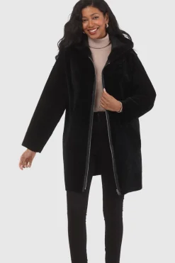 Reversible Textured Shearling Lamb Parka