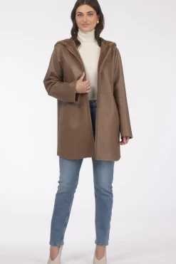 Reversible Textured Shearling Lamb Parka