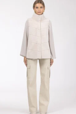 Reversible Textured Shearling Lamb Vest