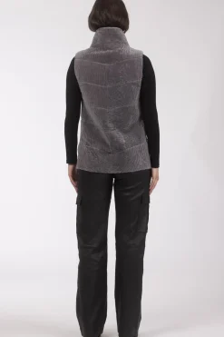 Reversible Textured Shearling Lamb Vest
