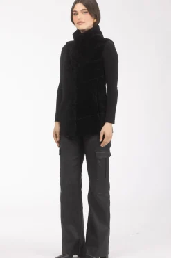 Reversible Textured Shearling Lamb Vest