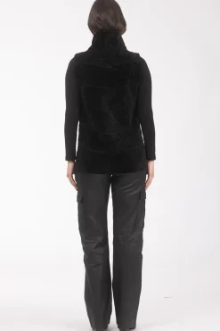 Reversible Textured Shearling Lamb Vest