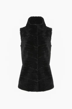 Reversible Textured Shearling Lamb Vest