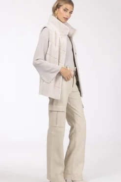 Reversible Textured Shearling Lamb Vest