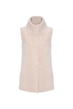 Reversible Textured Shearling Lamb Vest