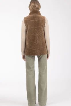 Reversible Textured Shearling Lamb Vest