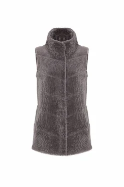 Reversible Textured Shearling Lamb Vest