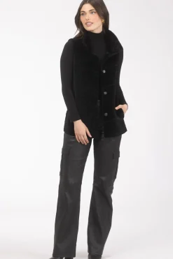 Reversible Textured Shearling Lamb Vest