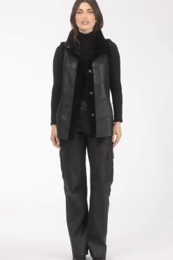 Reversible Textured Shearling Lamb Vest