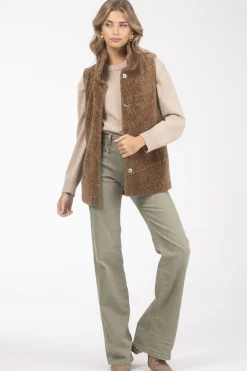 Reversible Textured Shearling Lamb Vest