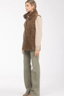 Reversible Textured Shearling Lamb Vest